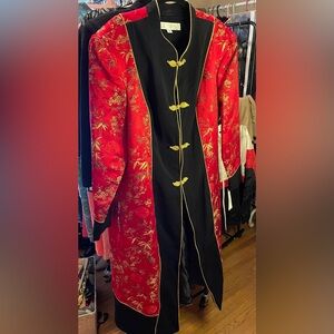 VTG NWT Elegant Red and Black Vintage Embroidered Women's Coat La Sien New York
